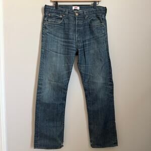 Levi's 501 Men's Red Tab Dark Blue Jeans 33 x 32 Straight Leg Button Fly Cotton